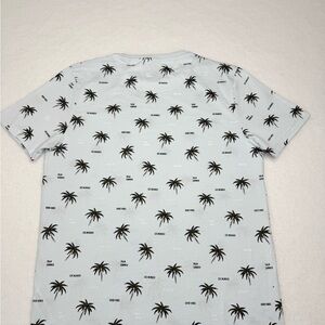 Men's Palm Tree Print Shirt Light Blue Large